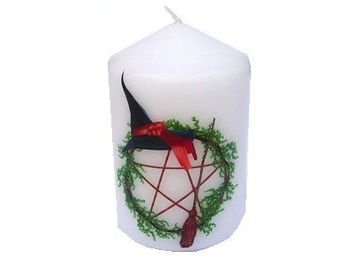 Pentagram Witches Hat & Broom Candle NEW SIZE see description